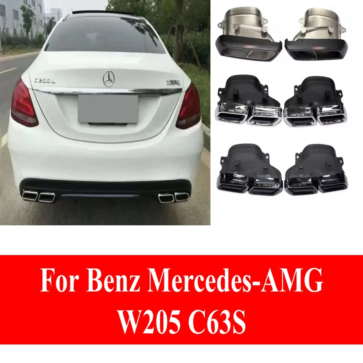 for Benz Mercedes-AMG W205 C63S Silvre Rectangle Exhaust end tip W205 S205 C205 A205 Auto parts Upgrade Muffler Tip
for Benz Mercedes-AMG W205 C63S Silvre Rectangle Exhaust end tip W205 S205 C205 A205 Auto parts Upgrade Muffler Tip