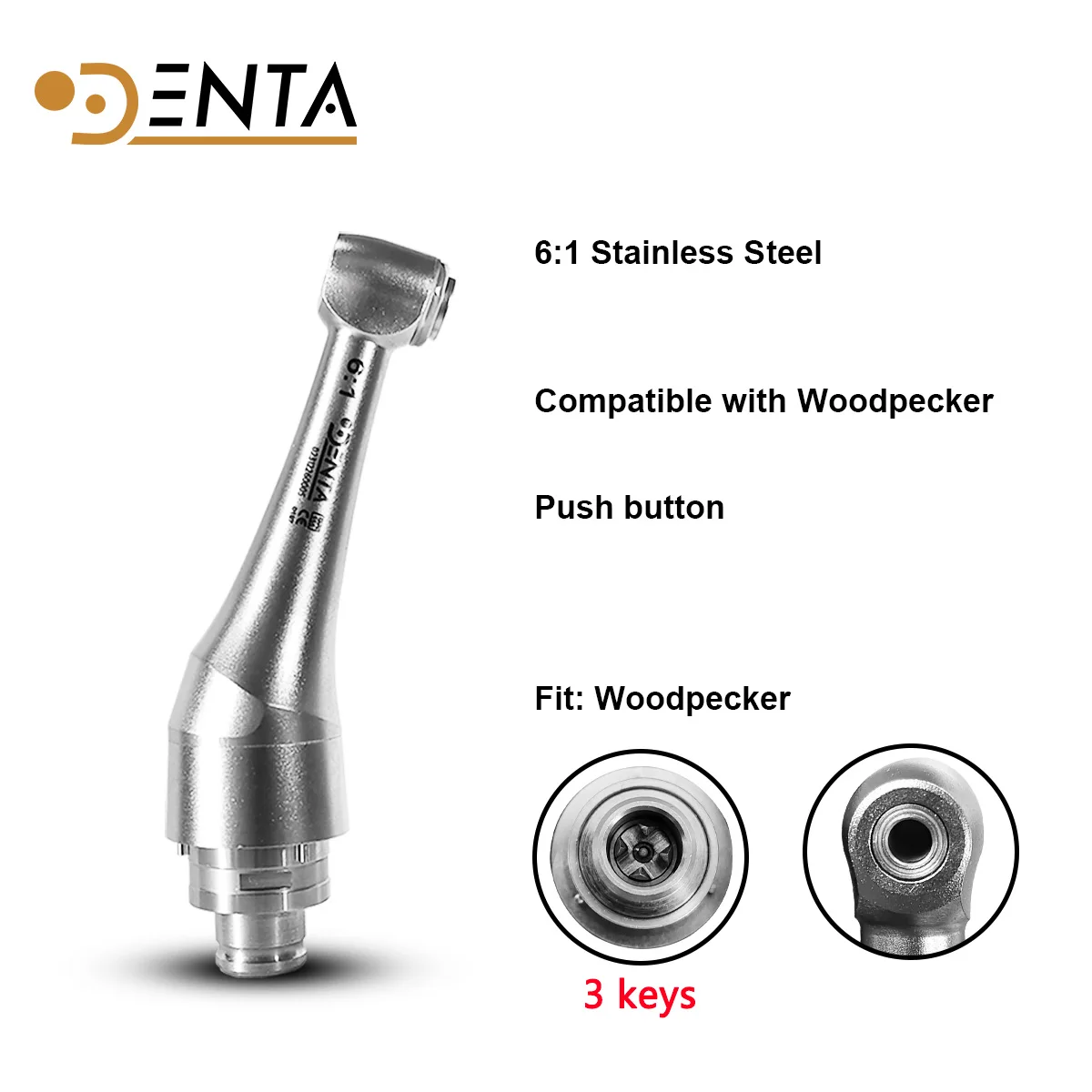 6:1 Endo Super Mini Contra Angle Handpiece Head for Woodpecker 360° Degree Rotating Push Button For Electric Endo Motor
6:1 Endo Super Mini Contra Angle Handpiece Head for Woodpecker 360° Degree Rotating Push Button For Electric Endo Motor