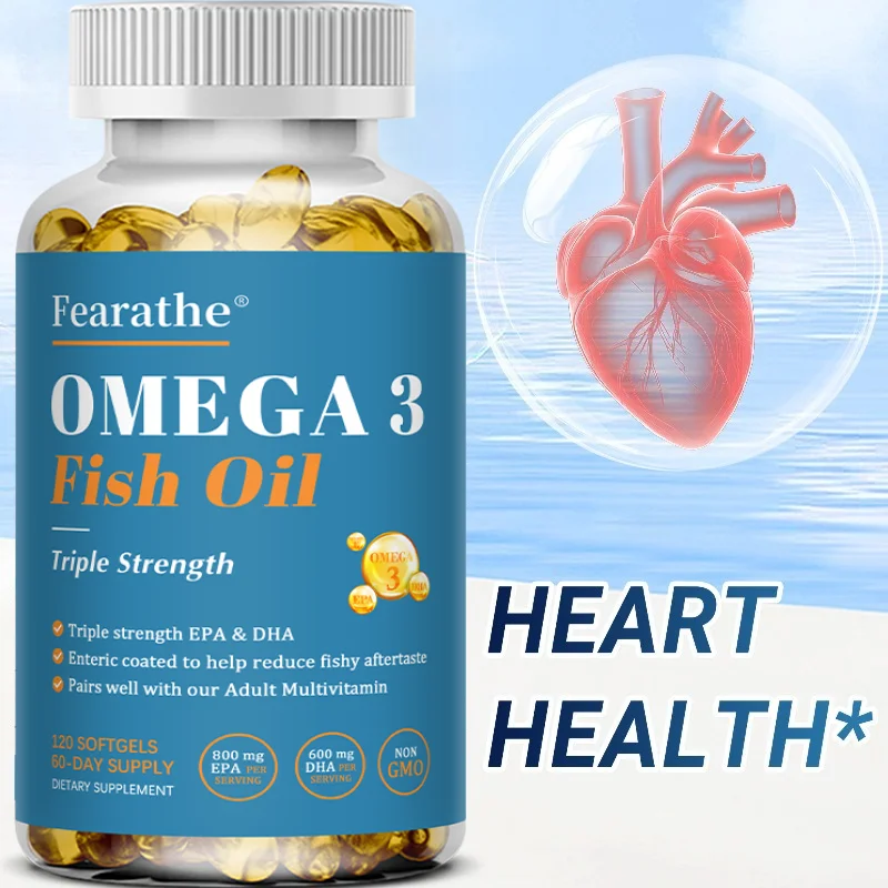 Omega 3 Fish Oil Capsules 2000mg, High 800mg EPA & 600mg DHA, Support Heart Brain Eye Joint Skin & Immune Health, Improve Memory
Omega 3 Fish Oil Capsules 2000mg, High 800mg EPA & 600mg DHA, Support Heart Brain Eye Joint Skin & Immune Health, Improve Memory