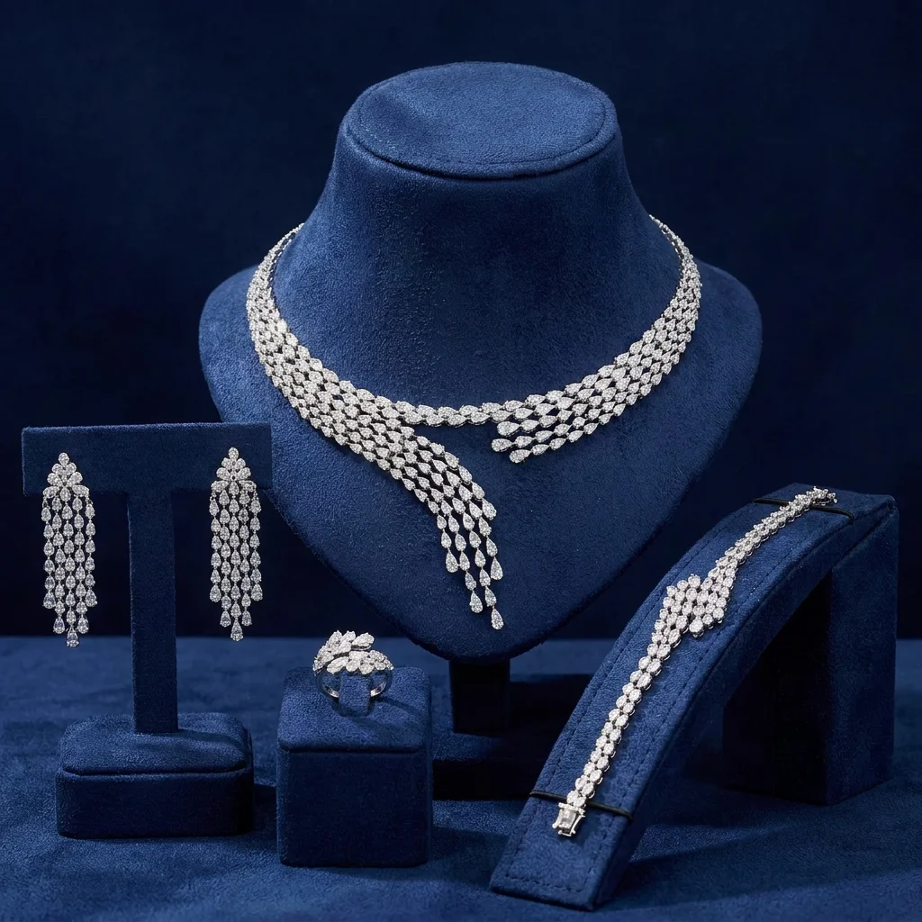 Bride Talk Luxury 4PCS Full CZ Zirconia Teardrop Tassel Multi-layer Bridal Jewelry Set Dubai African Wedding Party Accessories
Bride Talk Luxury 4PCS Full CZ Zirconia Teardrop Tassel Multi-layer Bridal Jewelry Set Dubai African Wedding Party Accessories