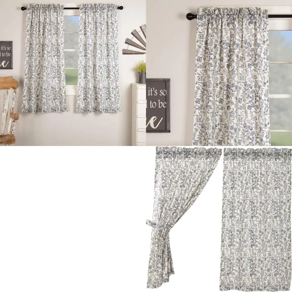Blue Floral Panel Curtains, Set of 2, 63 Length, Blue & Cream Vintage Farmhouse Style
Blue Floral Panel Curtains, Set of 2, 63 Length, Blue & Cream Vintage Farmhouse Style