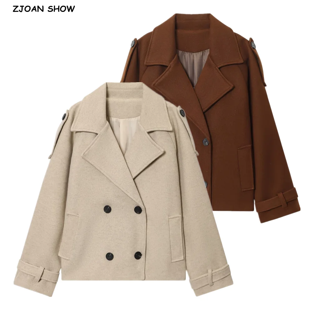 New 2025 Autumn Notched Collar Safari Woolen Coat Retro Women Double-Breasted Buttons Loose Full Sleeve Jacket Short Outerwear
New 2025 Autumn Notched Collar Safari Woolen Coat Retro Women Double-Breasted Buttons Loose Full Sleeve Jacket Short Outerwear