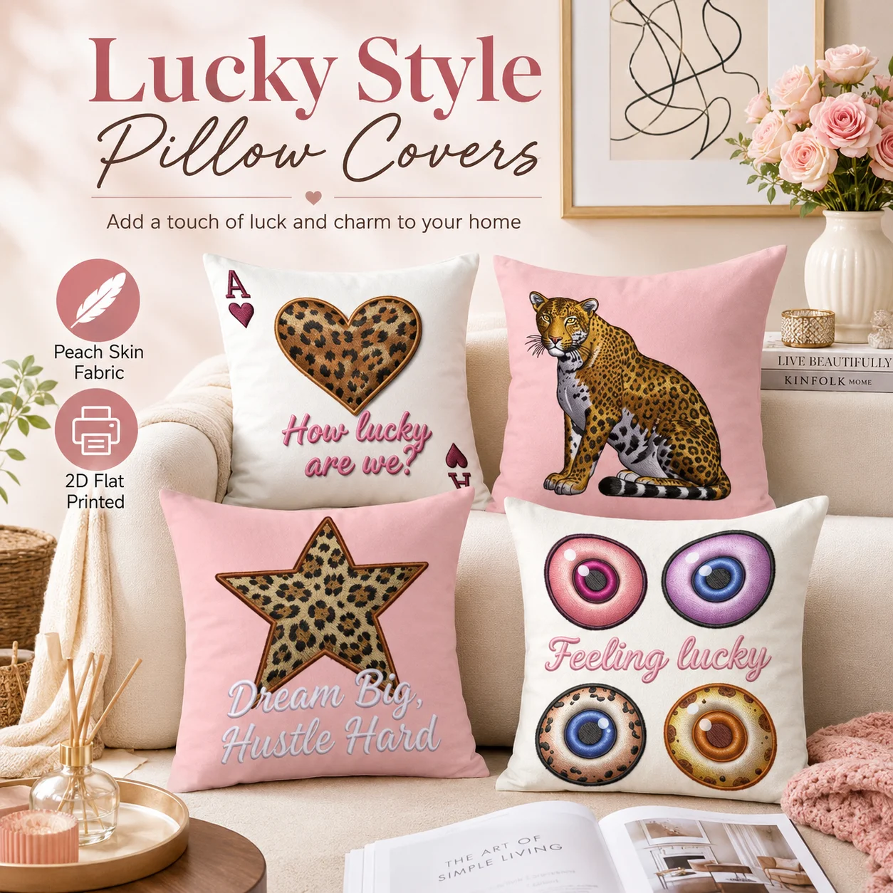 Lucky Style Pillow Cover 2D Flat Printed Peach Skin Pillowcase Leopard Heart Star Animal Decorative Cushion Cover for Sofa Bed
Lucky Style Pillow Cover 2D Flat Printed Peach Skin Pillowcase Leopard Heart Star Animal Decorative Cushion Cover for Sofa Bed
