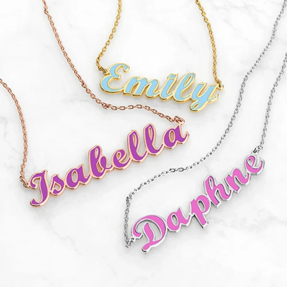 Colorful Enamel Custom Name Necklace for Women Personality Nameplate Pendant Necklace Girl Stainless Steel Jewelry Gift
Colorful Enamel Custom Name Necklace for Women Personality Nameplate Pendant Necklace Girl Stainless Steel Jewelry Gift