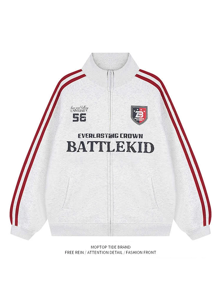 Retro American Striped Zipper Open Cardigan Jacket Unisex Autumn Sport Loose Couple Jacket Youth Casual Cotton Sweatshirt
Retro American Striped Zipper Open Cardigan Jacket Unisex Autumn Sport Loose Couple Jacket Youth Casual Cotton Sweatshirt