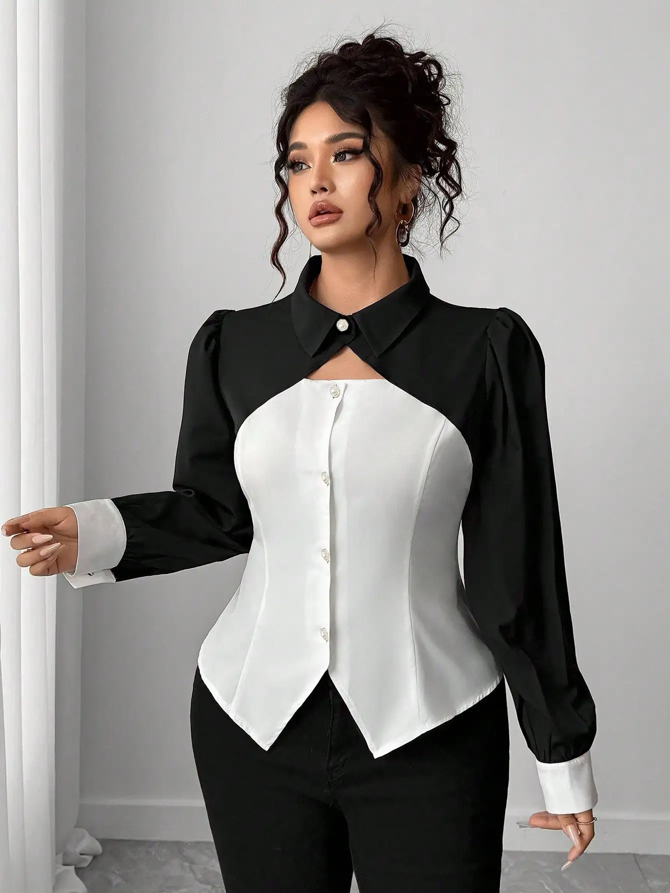 Plus-size women's patchwork shirts
Plus-size women's patchwork shirts