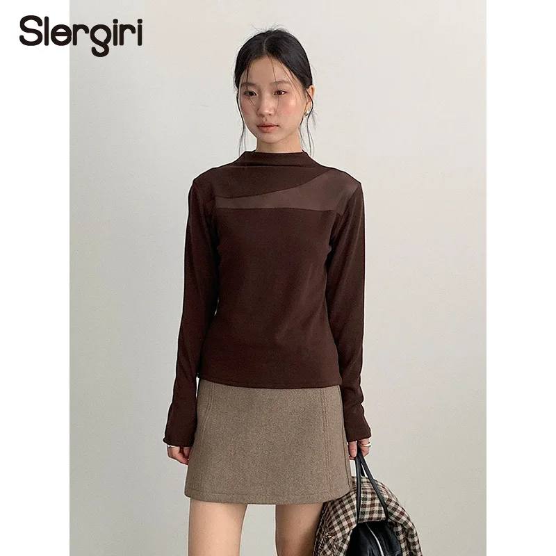Женская футболка Slergiri с воротником-стойкой и сетчатыми вставками, модная новинка 2026 года, осенне-зимняя, с длинным рукавом, на флисовой подкладке, теплая
Женская футболка Slergiri с воротником-стойкой и сетчатыми вставками, модная новинка 2026 года, осенне-зимняя, с длинным рукавом, на флисовой подкладке, теплая