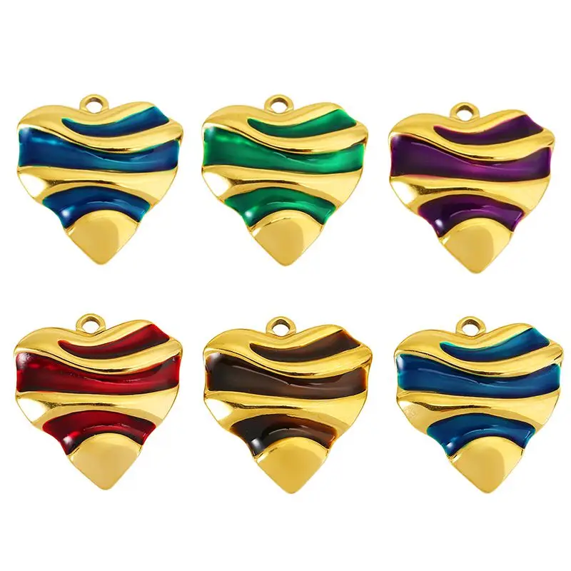 4pcs Stainless Steel Colorful Enamel Wave Stripe Heart Charm Pendant for DIY Necklace Earring Jewelry Making Accessories Finding
4pcs Stainless Steel Colorful Enamel Wave Stripe Heart Charm Pendant for DIY Necklace Earring Jewelry Making Accessories Finding