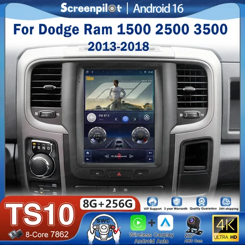 Android 16 Car Radio Stereo Head Unit For Dodge Ram 1500 2500 3500 2013-2018 Multimedia Video Player GPS Navigation Touch Screen