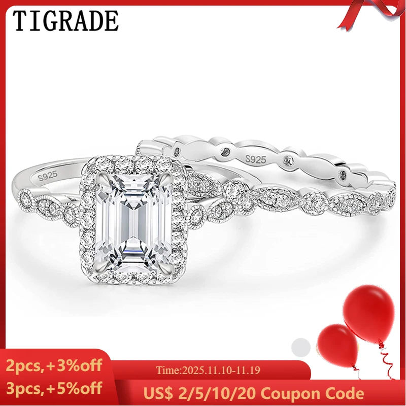 2CT 925 Sterling Silver Bridal Ring Sets Emerald Cut CZ Engagement Rings Vintage Promise Rings Marquise Wedding Bands for Women
2CT 925 Sterling Silver Bridal Ring Sets Emerald Cut CZ Engagement Rings Vintage Promise Rings Marquise Wedding Bands for Women