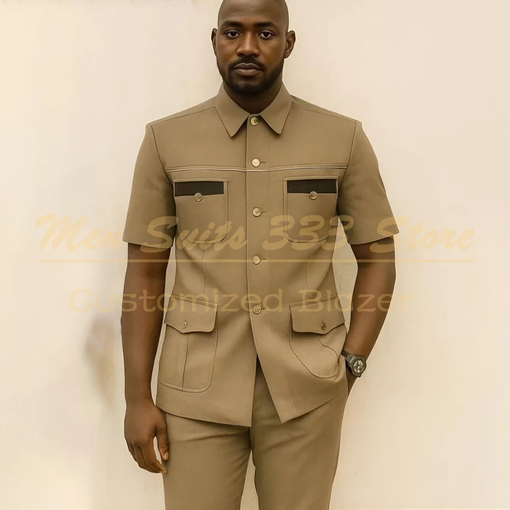 Bespoke Men's Suits For Evening Party Casual Short Sleeve Regular Length Slim Fit 2 Piece Jacket Pants Full Sets Costume Homme
Bespoke Men's Suits For Evening Party Casual Short Sleeve Regular Length Slim Fit 2 Piece Jacket Pants Full Sets Costume Homme