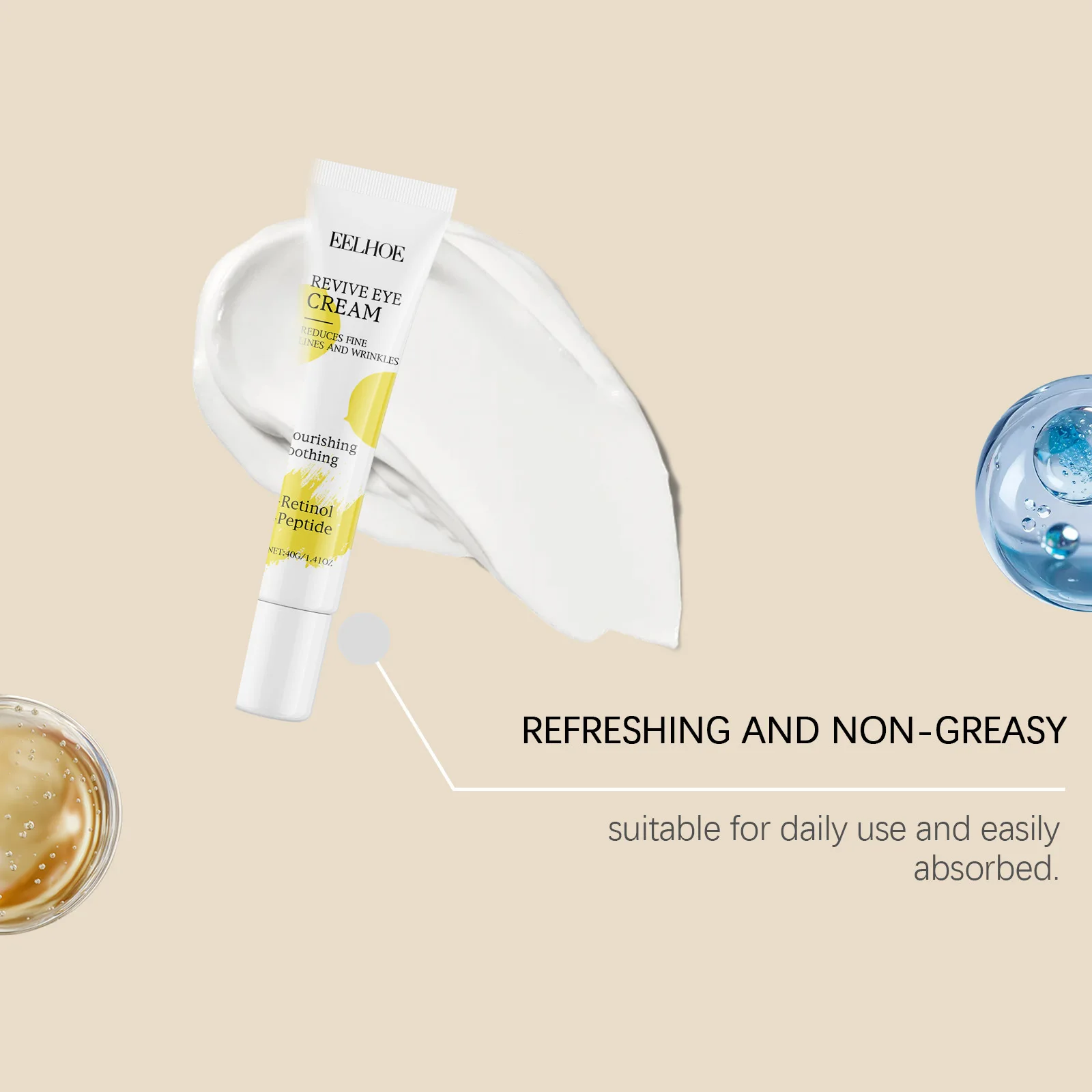 EELHOE Eye Nourishing Cream Reduce Fine Lines Firm Skin Quick Absorption Improve Roughness Eliminate Swelling Eye Soothing Cream
EELHOE Eye Nourishing Cream Reduce Fine Lines Firm Skin Quick Absorption Improve Roughness Eliminate Swelling Eye Soothing Cream