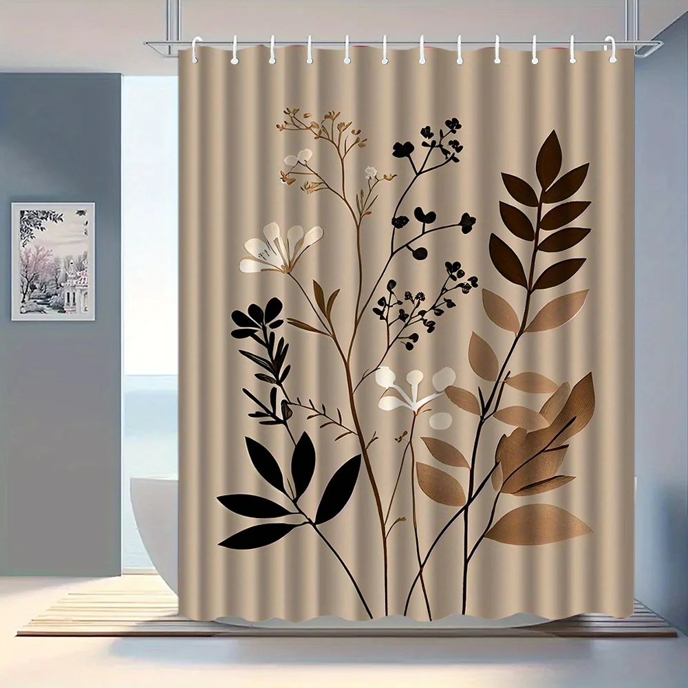 1 шт. Занавеска для душа с узором коричневого листа, полиэфирная ткань, можно стирать в машине, с крючками, подходит для декора ванной комнаты.
1 шт. Занавеска для душа с узором коричневого листа, полиэфирная ткань, можно стирать в машине, с крючками, подходит для декора ванной комнаты.