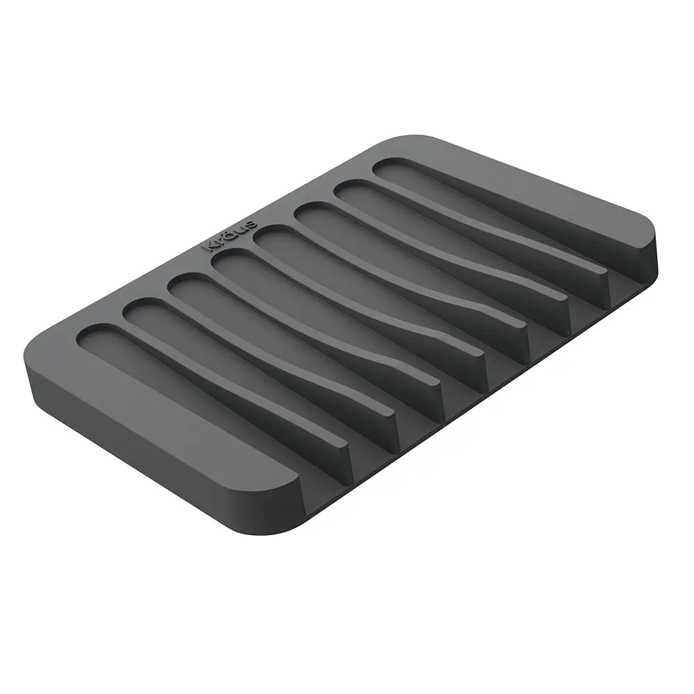 Multipurpose Self-Draining Silicone Soap Dish/Sponge Holder for Bathroom or Kitchen Counter in Dark Grey,
Multipurpose Self-Draining Silicone Soap Dish/Sponge Holder for Bathroom or Kitchen Counter in Dark Grey,
