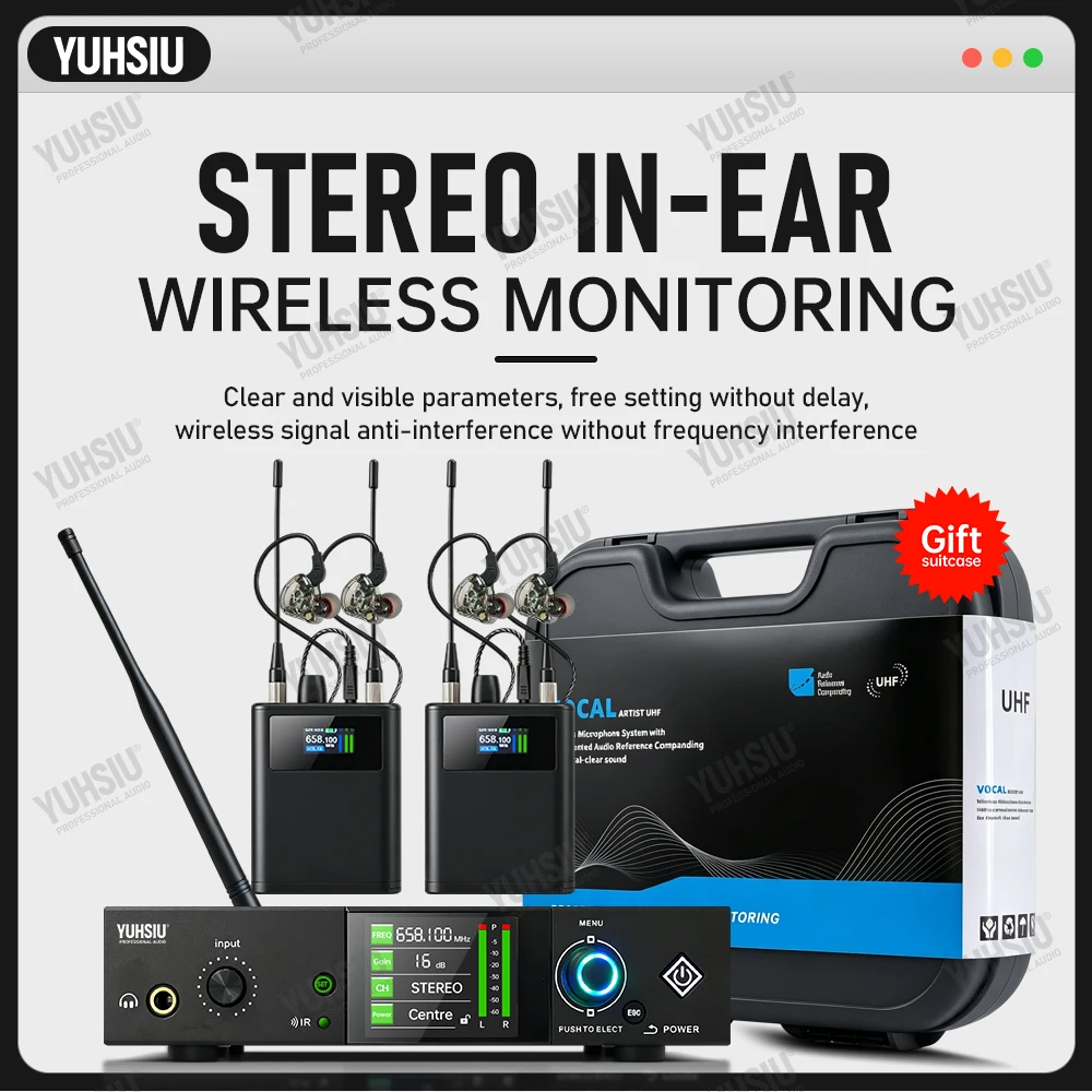 YUHSIU In Ear Monitoring Wireless System UHF, Stereo Channel Suitable For Stage Concert Multi Bodypack Transmitter Configuration
YUHSIU In Ear Monitoring Wireless System UHF, Stereo Channel Suitable For Stage Concert Multi Bodypack Transmitter Configuration