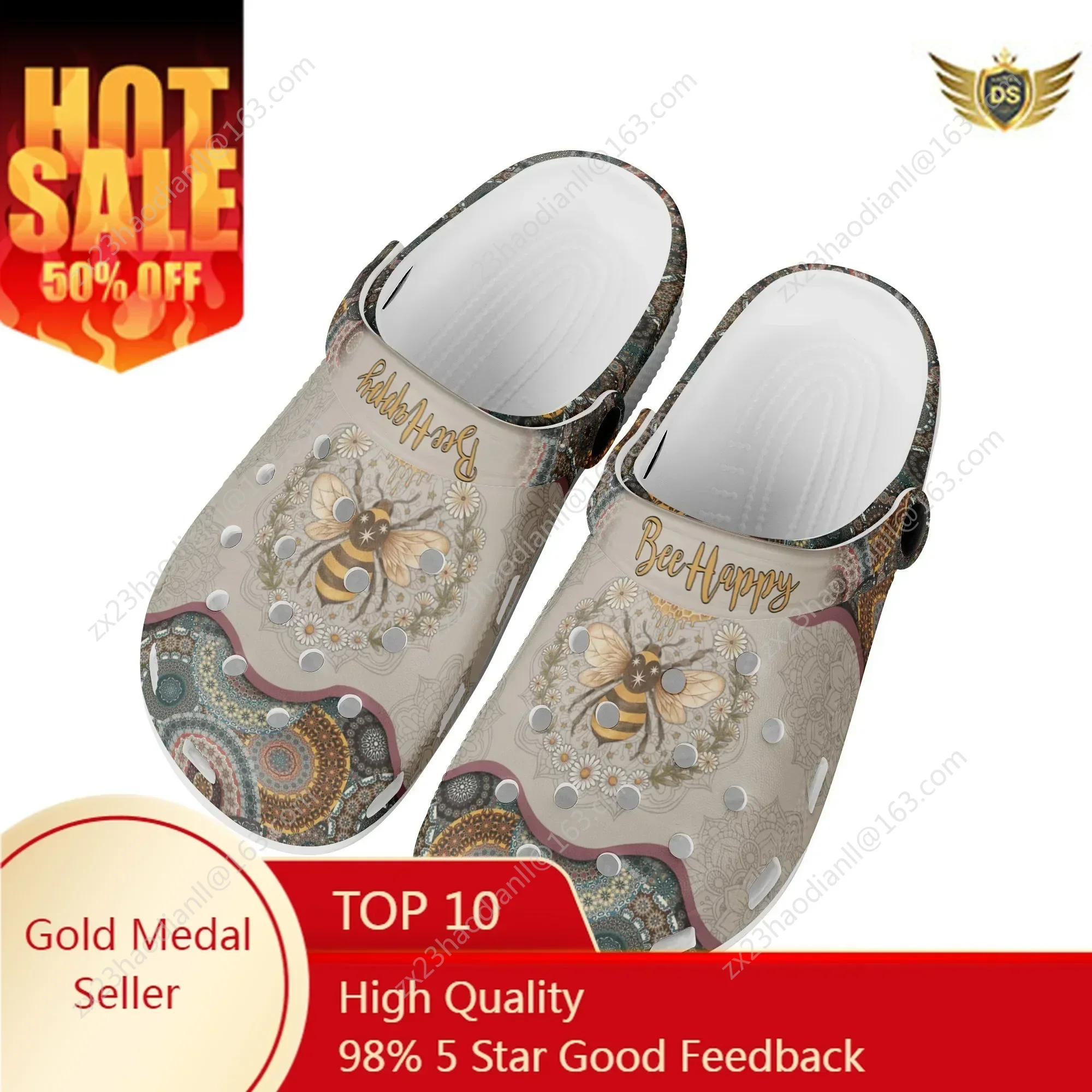Shoes For Women Cartoon Tribal Bee Pattern Non-slip Sandals Light Breathable Indoor Outdoor Flat Slippers Slides Chaussure Femme
Shoes For Women Cartoon Tribal Bee Pattern Non-slip Sandals Light Breathable Indoor Outdoor Flat Slippers Slides Chaussure Femme