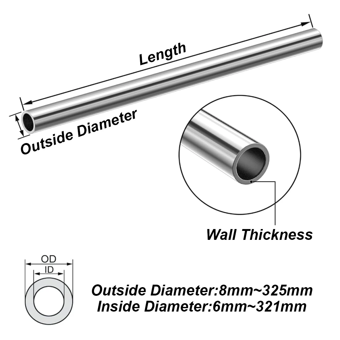 304 Stainless Steel Round Capillary Seamless Straight Polished Inside Outside Sanitary Non Welding Pipe Length:500mm
304 Stainless Steel Round Capillary Seamless Straight Polished Inside Outside Sanitary Non Welding Pipe Length:500mm