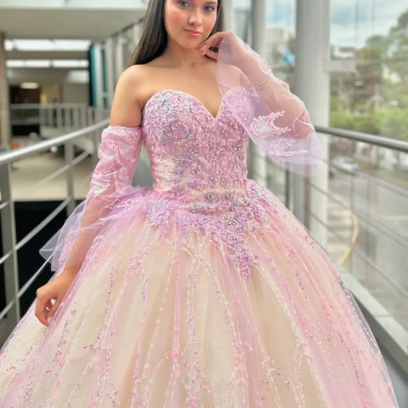 Shiny lavender Off Shoulder Quinceanera Dress sequin Tull Lace layering beading vestidos de 15 Quinceanera Customized
Shiny lavender Off Shoulder Quinceanera Dress sequin Tull Lace layering beading vestidos de 15 Quinceanera Customized
