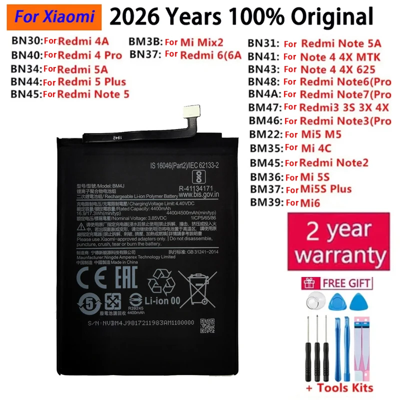 100% Original Phone Battery For Xiaomi Redmi Note 4 4X 3 3S 3X 4X 4A 3 pro 5 5A 6 6A Pro Mi4C Mi 5X Mi 5 Mi5 M5 Mi6 Batteries
100% Original Phone Battery For Xiaomi Redmi Note 4 4X 3 3S 3X 4X 4A 3 pro 5 5A 6 6A Pro Mi4C Mi 5X Mi 5 Mi5 M5 Mi6 Batteries