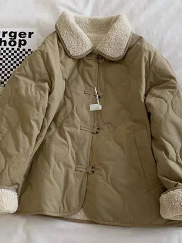 Autumn Winter Large Size Women's Retro Lamb Fur Cotton Jaet Loose Long Sve Button up Versatile Outerwear Thermal Coat
Autumn Winter Large Size Women's Retro Lamb Fur Cotton Jaet Loose Long Sve Button up Versatile Outerwear Thermal Coat