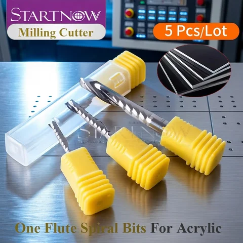 Startnow 5Pcs/Lot Acrylic Milling Cutter One Flute Spiral Bits MDF PVC Engraving CNC Router Bit Wood Cutting Tools End Mill