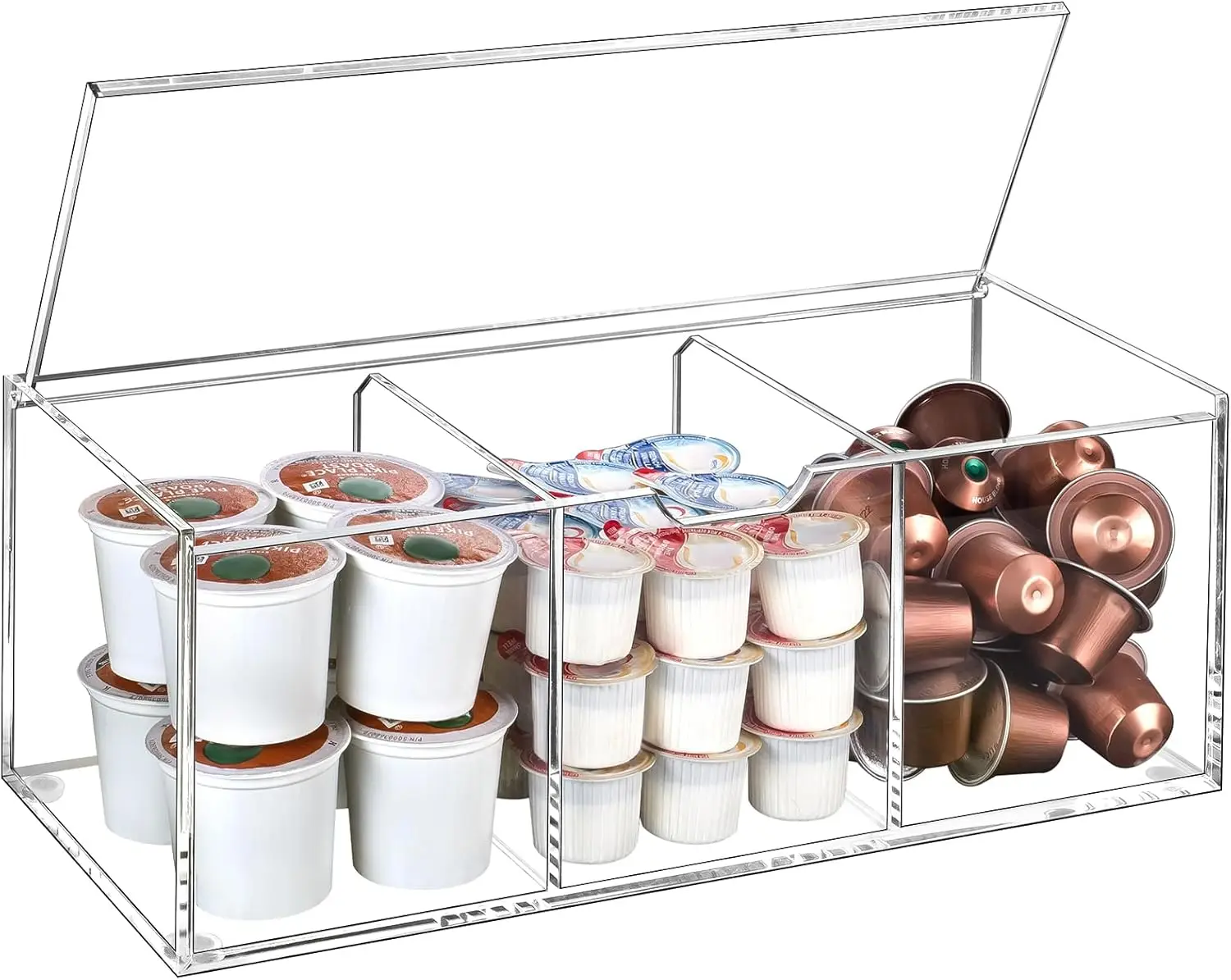 Acrylic Coffee Pod Holder with Lid for 24 K-Cups, Clear Coffee Capsule Storage Organizer with 3 Compartments, Countertop Coffee
Acrylic Coffee Pod Holder with Lid for 24 K-Cups, Clear Coffee Capsule Storage Organizer with 3 Compartments, Countertop Coffee