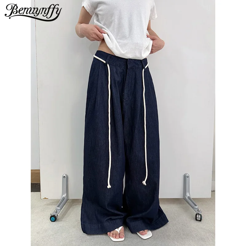 Benuynffy Casual Tie Mid Waist Wide Leg Jeans Women 2026 Summer New Fashion Korean Vintage Pockets Loose Female Denim Trousers
Benuynffy Casual Tie Mid Waist Wide Leg Jeans Women 2026 Summer New Fashion Korean Vintage Pockets Loose Female Denim Trousers