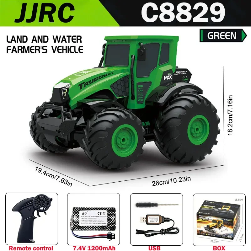 JJRC C8829 1/14 Scale Farmer Amphibious Vehicle 2.4G Remote Control RC All-terrain 4WD Off-road Tractors Models Toys for child
JJRC C8829 1/14 Scale Farmer Amphibious Vehicle 2.4G Remote Control RC All-terrain 4WD Off-road Tractors Models Toys for child