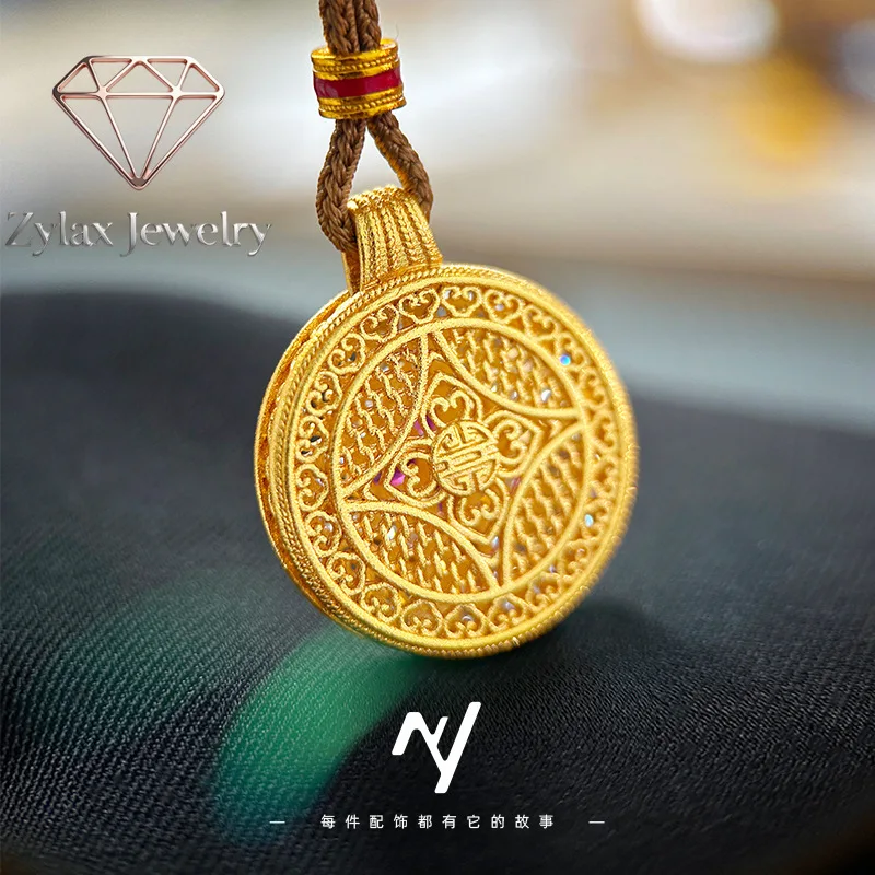Zylax Jewelry Luxury 24K 9999 Pure Gold real gold Women's Point Diamond Four-leaf Flower Money Compasses Pendant Necklace
Zylax Jewelry Luxury 24K 9999 Pure Gold real gold Women's Point Diamond Four-leaf Flower Money Compasses Pendant Necklace