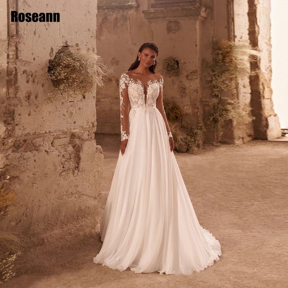 Vintage Chiffon Wedding Dresses Scoop Neck Applique Elegant Button Back Bride Gown Court Train A Line robe de mariée 2024 New
Vintage Chiffon Wedding Dresses Scoop Neck Applique Elegant Button Back Bride Gown Court Train A Line robe de mariée 2024 New