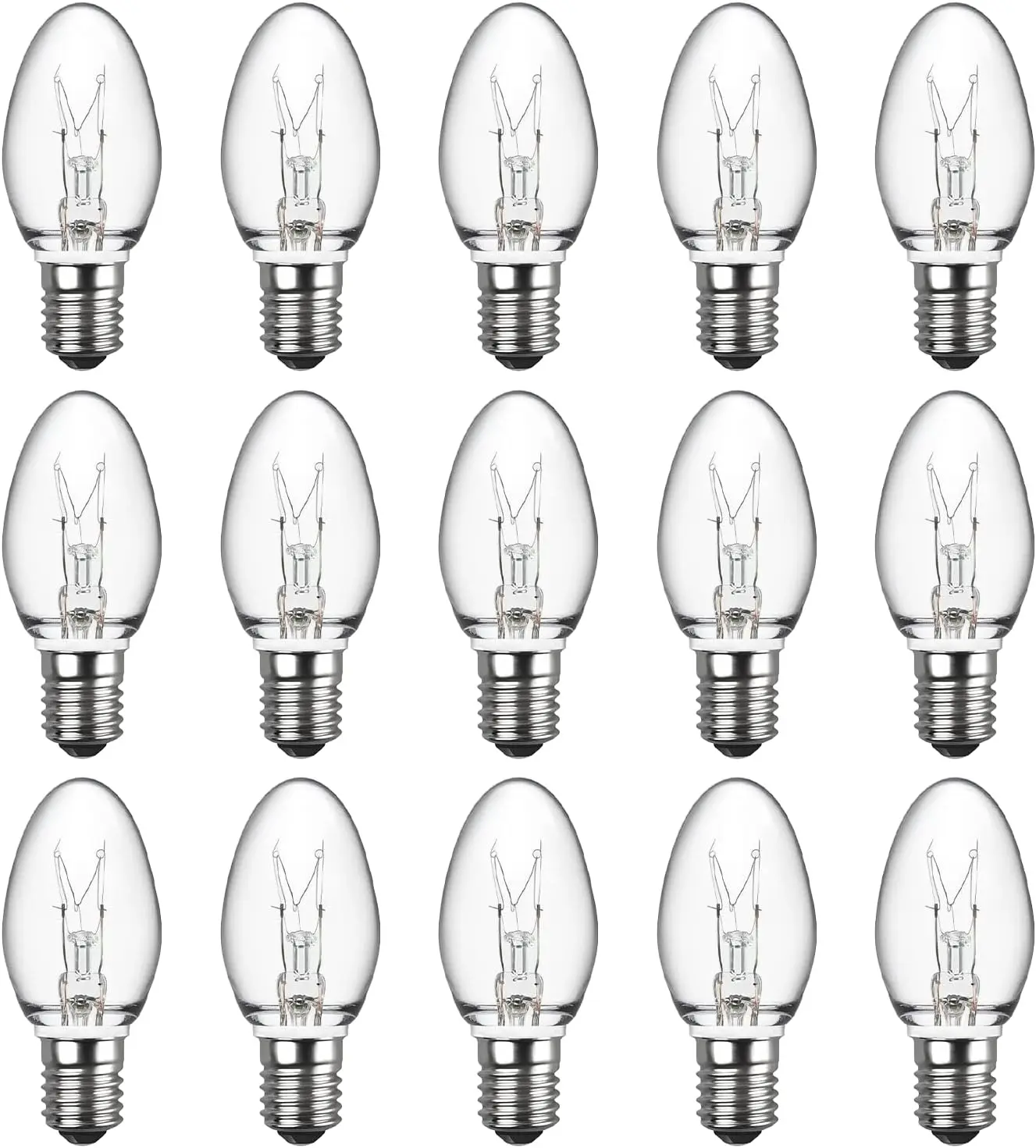 15W C7 E12 Salt Lamp Bulbs - Warm White Night Light for Wax Warmer, 15-Pack
15W C7 E12 Salt Lamp Bulbs - Warm White Night Light for Wax Warmer, 15-Pack