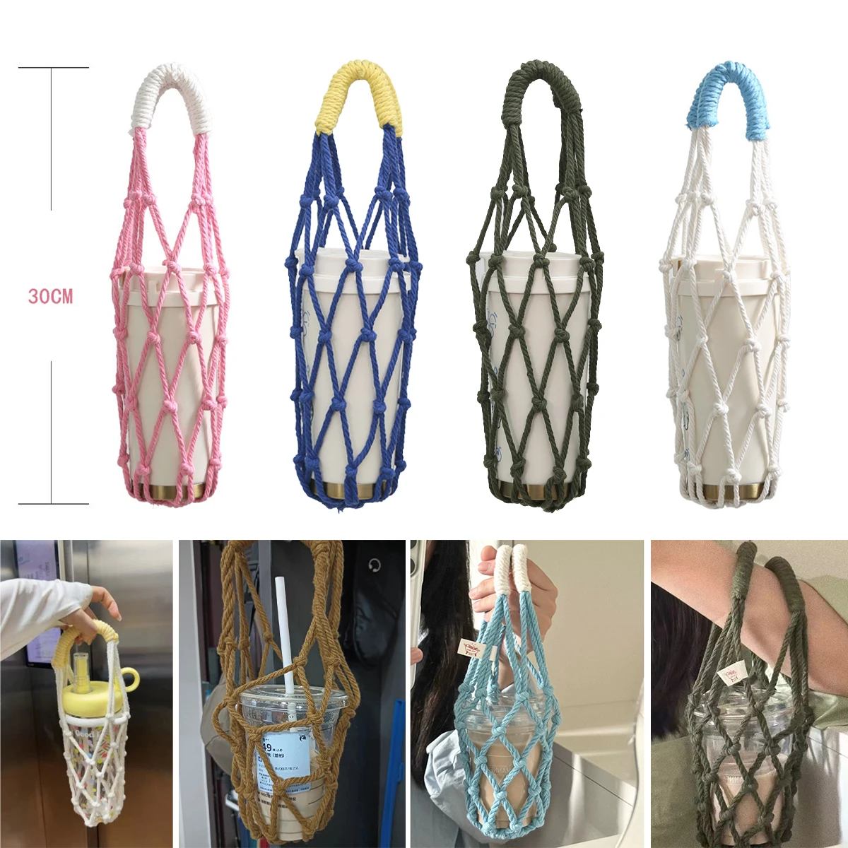 Portable Macrame Water Bottle Holder Hand Woven Cotton Rope Boho Cup Carrier for Coffee & Iced Drinks Outdoor Camping Supplies
Portable Macrame Water Bottle Holder Hand Woven Cotton Rope Boho Cup Carrier for Coffee & Iced Drinks Outdoor Camping Supplies