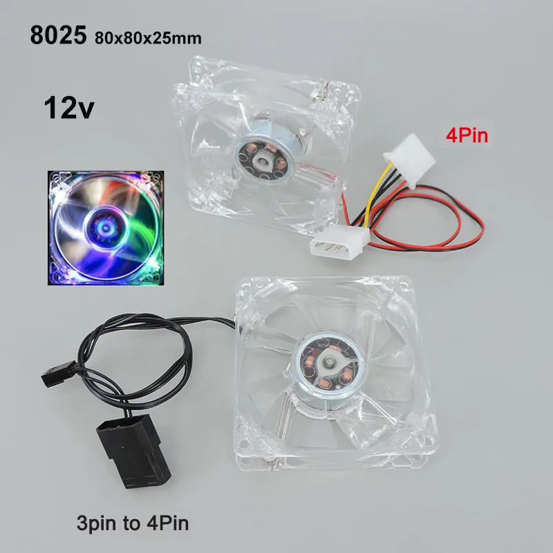 8025 Green Red Bule White Four color 4pin LED PC Computer Case Brushless Cooling Fan 8080x25mm 8025S DC 12V 3pin to 4Pin a7
8025 Green Red Bule White Four color 4pin LED PC Computer Case Brushless Cooling Fan 8080x25mm 8025S DC 12V 3pin to 4Pin a7