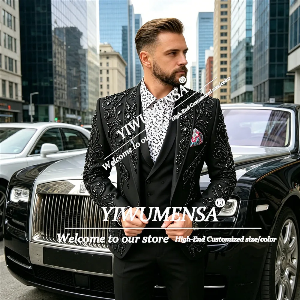 Handsome Suits Men Peaked Lapel Beading Crystal Groom Tuxedos Party Prom Blazer Customized 3 Pieces Men's Jacket and separates
Handsome Suits Men Peaked Lapel Beading Crystal Groom Tuxedos Party Prom Blazer Customized 3 Pieces Men's Jacket and separates