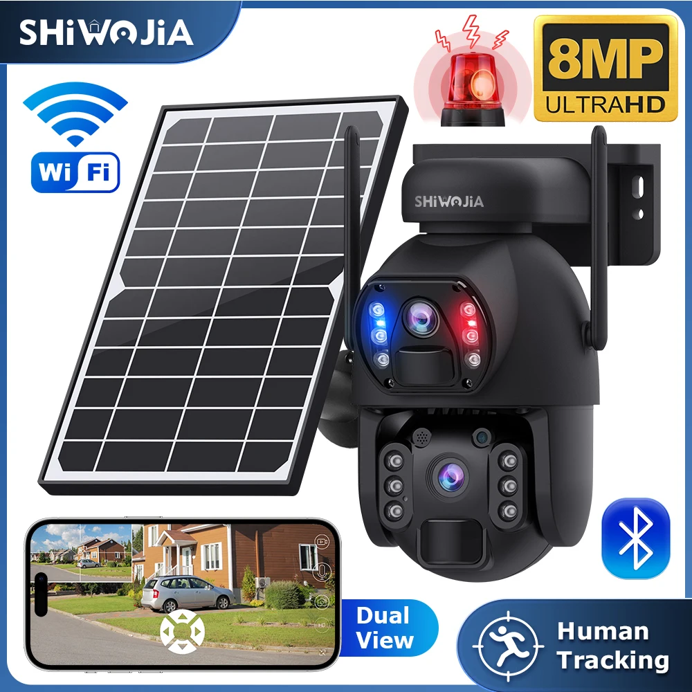 SHIWOJIA 4K 8MP 4G LTE Solar Powered Panel Camera Night Vision Dual-Lens Outdoor WiFi Solar Battery Cameras PIR Human Detection
SHIWOJIA 4K 8MP 4G LTE Solar Powered Panel Camera Night Vision Dual-Lens Outdoor WiFi Solar Battery Cameras PIR Human Detection