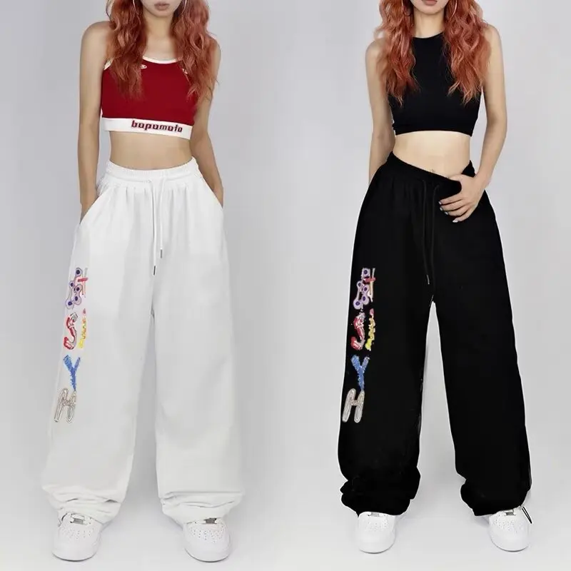 American Hip Hop Dance Sweatpants Women New Solid Elastic High Waist Streetwear Pockets Loose All-match Casual Wide Leg Trousers
American Hip Hop Dance Sweatpants Women New Solid Elastic High Waist Streetwear Pockets Loose All-match Casual Wide Leg Trousers
