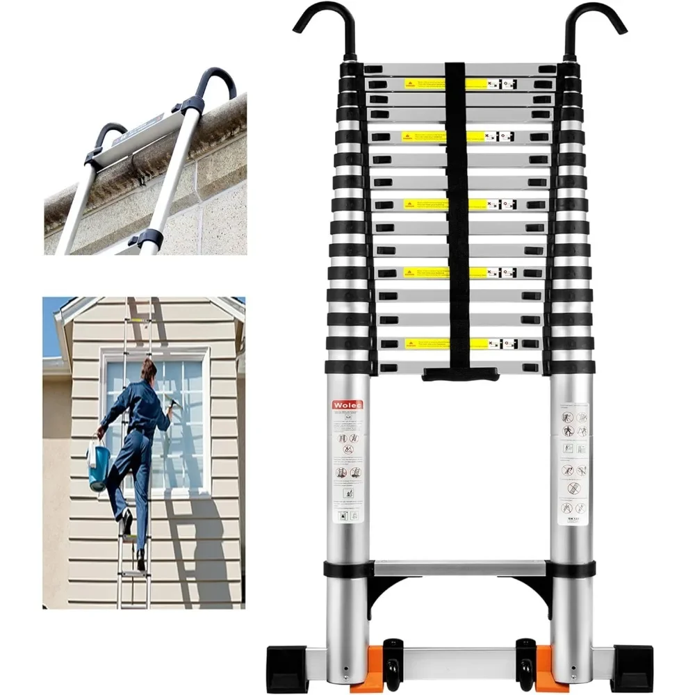 Telescopic Ladder, Upgraded Anti Pinch Strap with 2 Triangular Stabilizers, Multi-purpose Folding Ladder, with Portable Wheels
Telescopic Ladder, Upgraded Anti Pinch Strap with 2 Triangular Stabilizers, Multi-purpose Folding Ladder, with Portable Wheels
