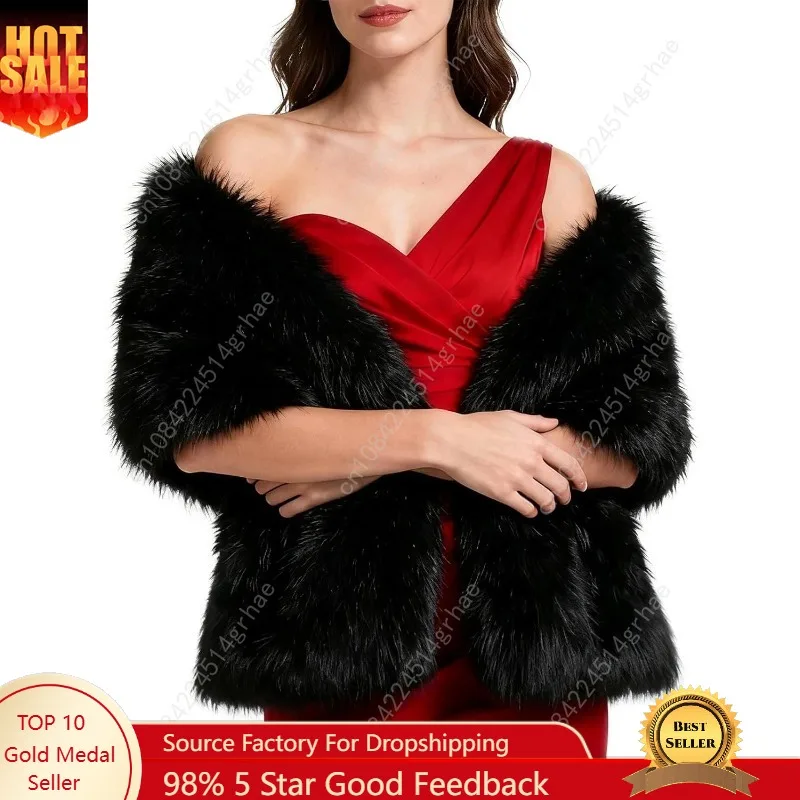 Women's Faux Fur Collar Shawl Wraps, Winter Coat Sweater Cape for Formal Evening Party
Women's Faux Fur Collar Shawl Wraps, Winter Coat Sweater Cape for Formal Evening Party