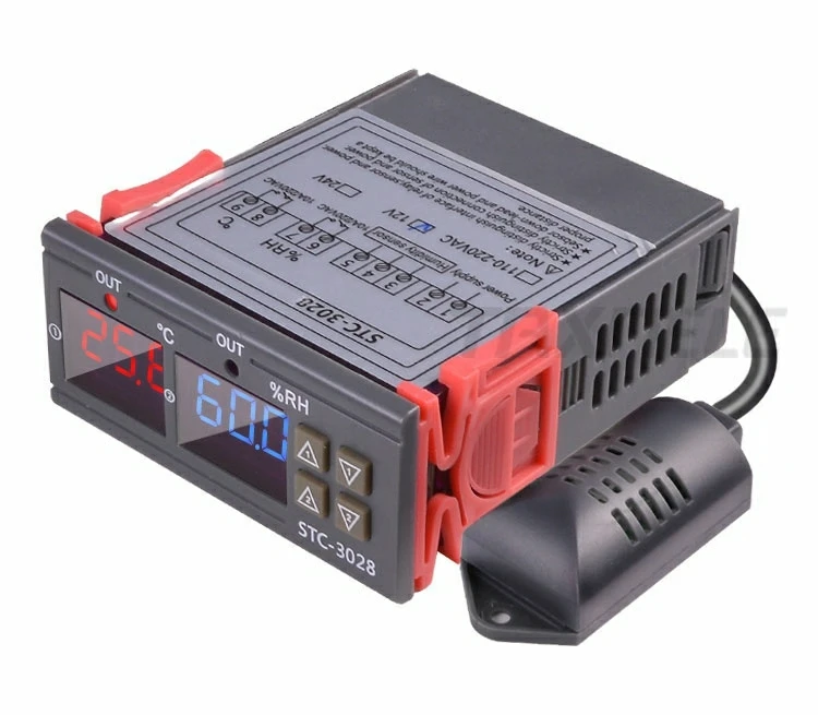 Dual Digital Thermostat Temperature Humidity Control STC-3028 Thermometer Hygrometer Controller AC 110V 220V DC 12V 24V 10A
Dual Digital Thermostat Temperature Humidity Control STC-3028 Thermometer Hygrometer Controller AC 110V 220V DC 12V 24V 10A