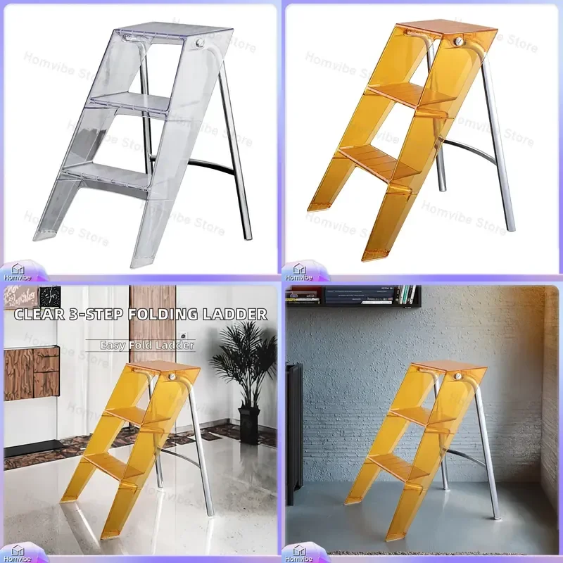 3 Step Folding Acrylic Zigzag Ladder Stool Transparent Modern Foldable Step Stool for Apartment Home Office Kitchen Bathroom
3 Step Folding Acrylic Zigzag Ladder Stool Transparent Modern Foldable Step Stool for Apartment Home Office Kitchen Bathroom