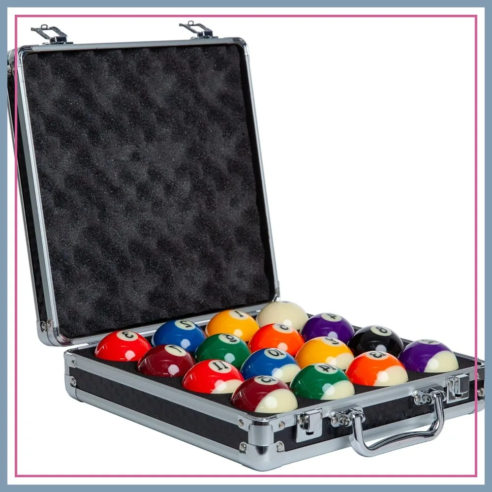 17-Piece Regulation Pool Ball Set, 2.25" 57.15mm, Multi-Colored with Cue Ball, Black & Silver Case
17-Piece Regulation Pool Ball Set, 2.25" 57.15mm, Multi-Colored with Cue Ball, Black & Silver Case