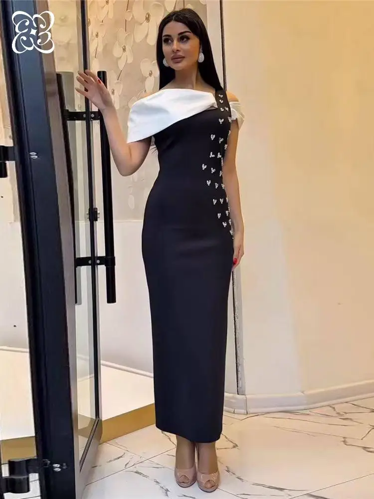 Black & White Off Shoulder Maxi Dress for Women Crystal Embellished Bodycon Formal Evening Gown Sexy Wedding Guest Prom Dress
Black & White Off Shoulder Maxi Dress for Women Crystal Embellished Bodycon Formal Evening Gown Sexy Wedding Guest Prom Dress