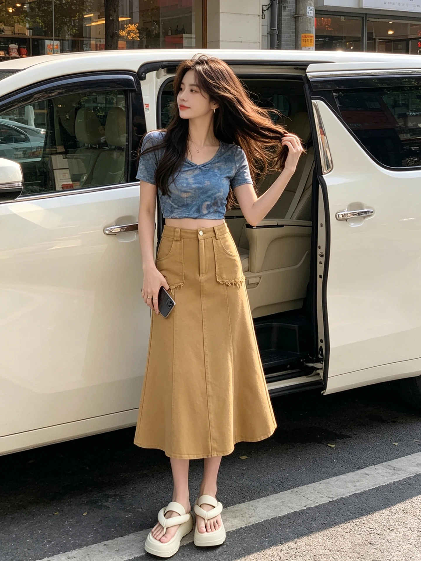 High Waist A-Line Skirt Women's Denim Fish Tail Skirts Slimming Effect Vintage American Khaki Color Skirts
High Waist A-Line Skirt Women's Denim Fish Tail Skirts Slimming Effect Vintage American Khaki Color Skirts
