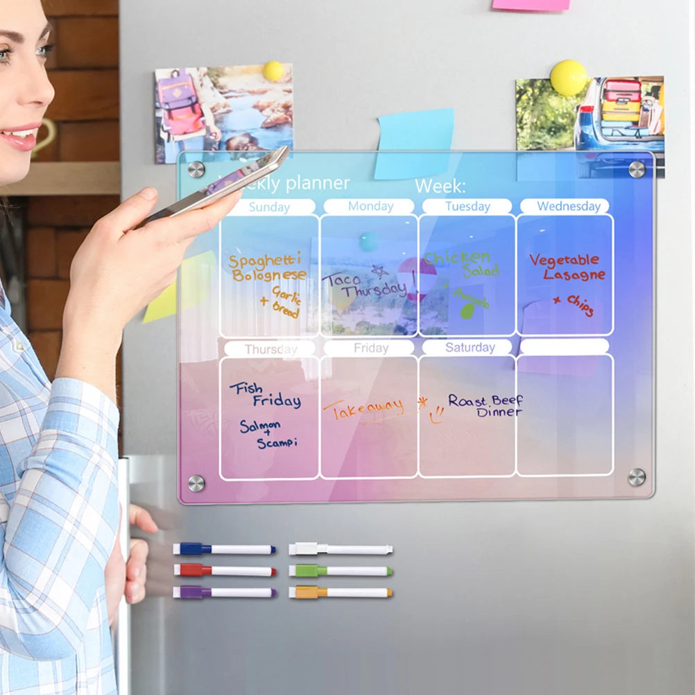 1 set Magnetic Weekly Planner Dry Erase Board H written Note Fridge Schedule Daily Todo List Acrylic Kitchen Message Board
1 set Magnetic Weekly Planner Dry Erase Board H written Note Fridge Schedule Daily Todo List Acrylic Kitchen Message Board