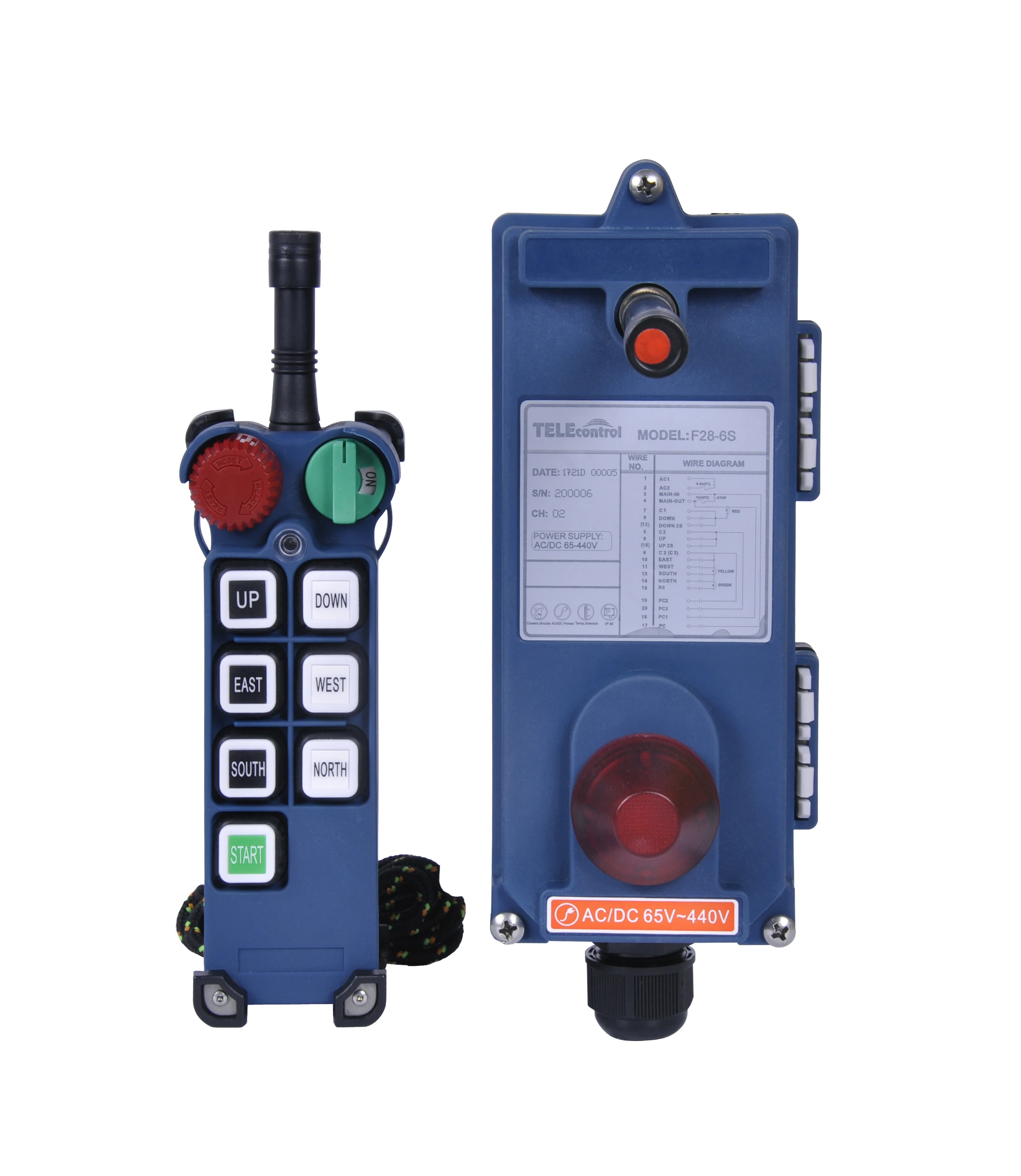 Telecontrol F28-6S 6 single speed push buttons 160 meters long control distance crane industrial wireless remote control
Telecontrol F28-6S 6 single speed push buttons 160 meters long control distance crane industrial wireless remote control