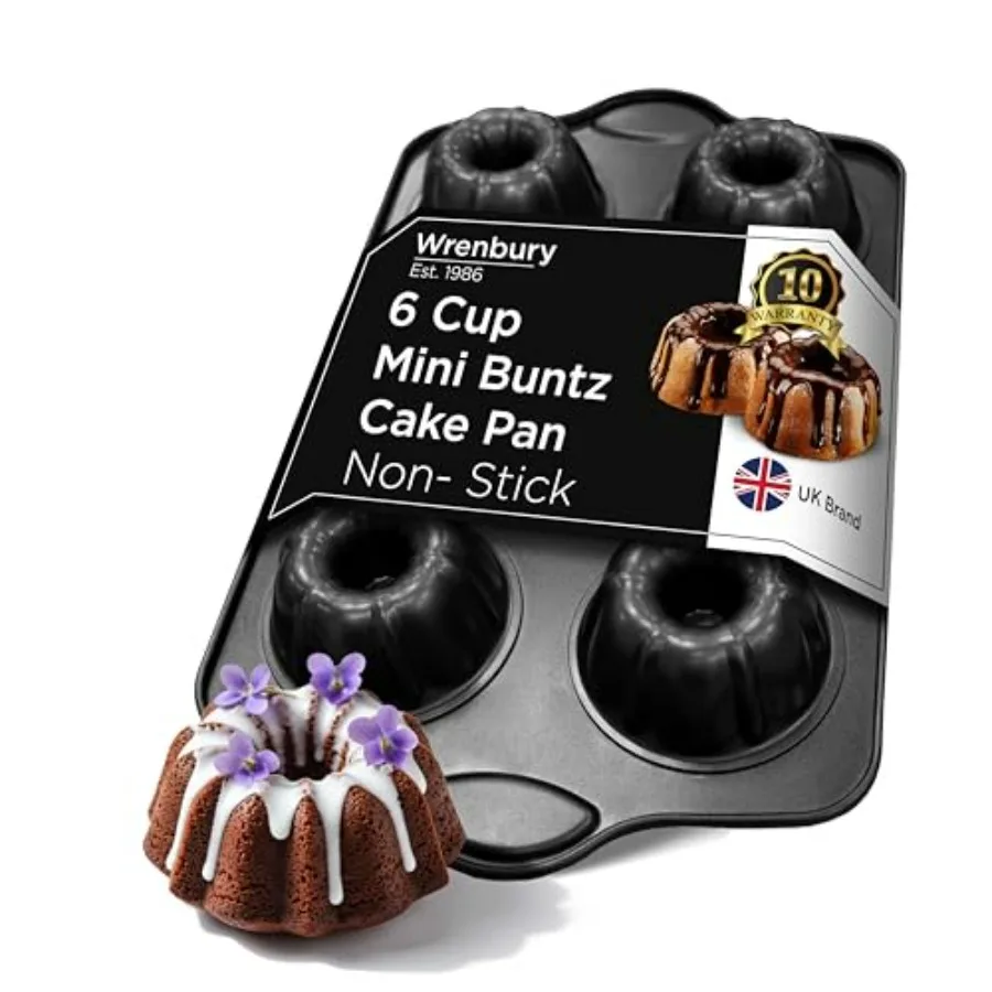 Nonstick Mini Buntz Cake Pan for Baking - 6 Cup Fluted Cake Tin in Silver - PFOA Free Dishwasher Safe 3.75 Cup Width
Nonstick Mini Buntz Cake Pan for Baking - 6 Cup Fluted Cake Tin in Silver - PFOA Free Dishwasher Safe 3.75 Cup Width