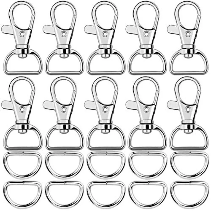 60Pcs Swivel Snap Hooks and D Rings for Lanyard and Sewing Projects 1" Inside Width
60Pcs Swivel Snap Hooks and D Rings for Lanyard and Sewing Projects 1" Inside Width