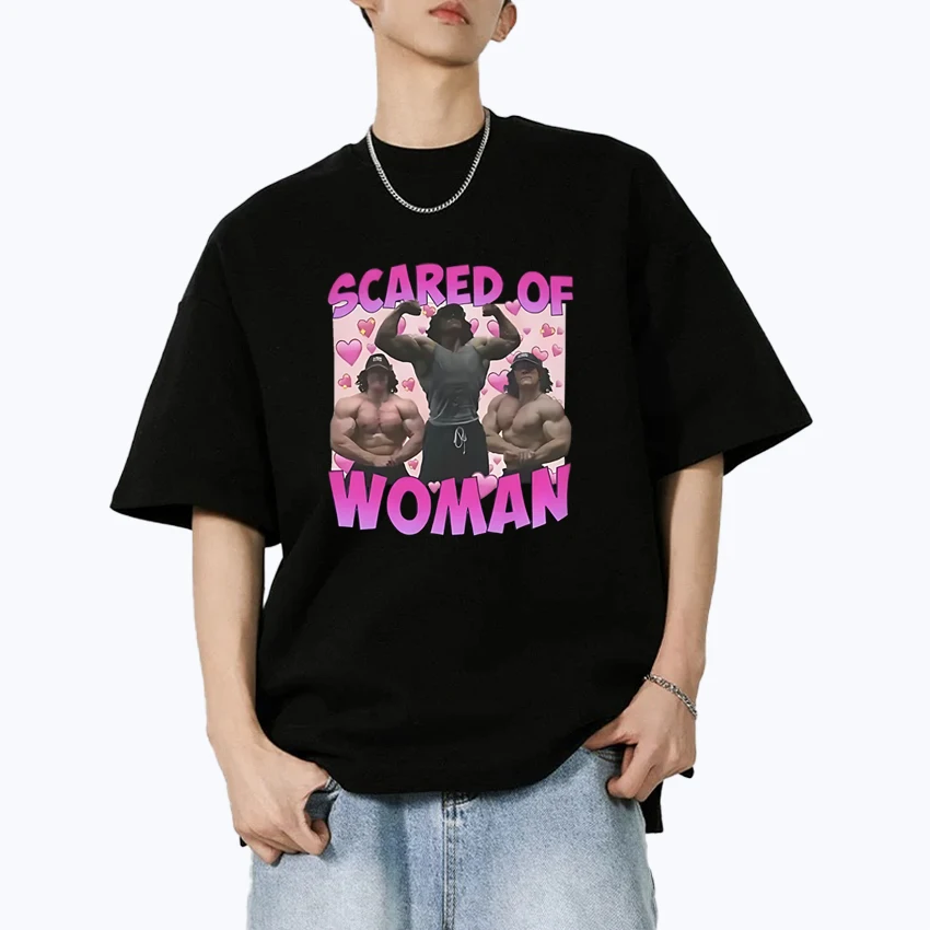 Hip Hop Sam Sulek Scared of Woman 100% Cotton Oversized t-shirt Men Women Printed Funny short sleeve t-shirts Summer Unisex tops
Hip Hop Sam Sulek Scared of Woman 100% Cotton Oversized t-shirt Men Women Printed Funny short sleeve t-shirts Summer Unisex tops