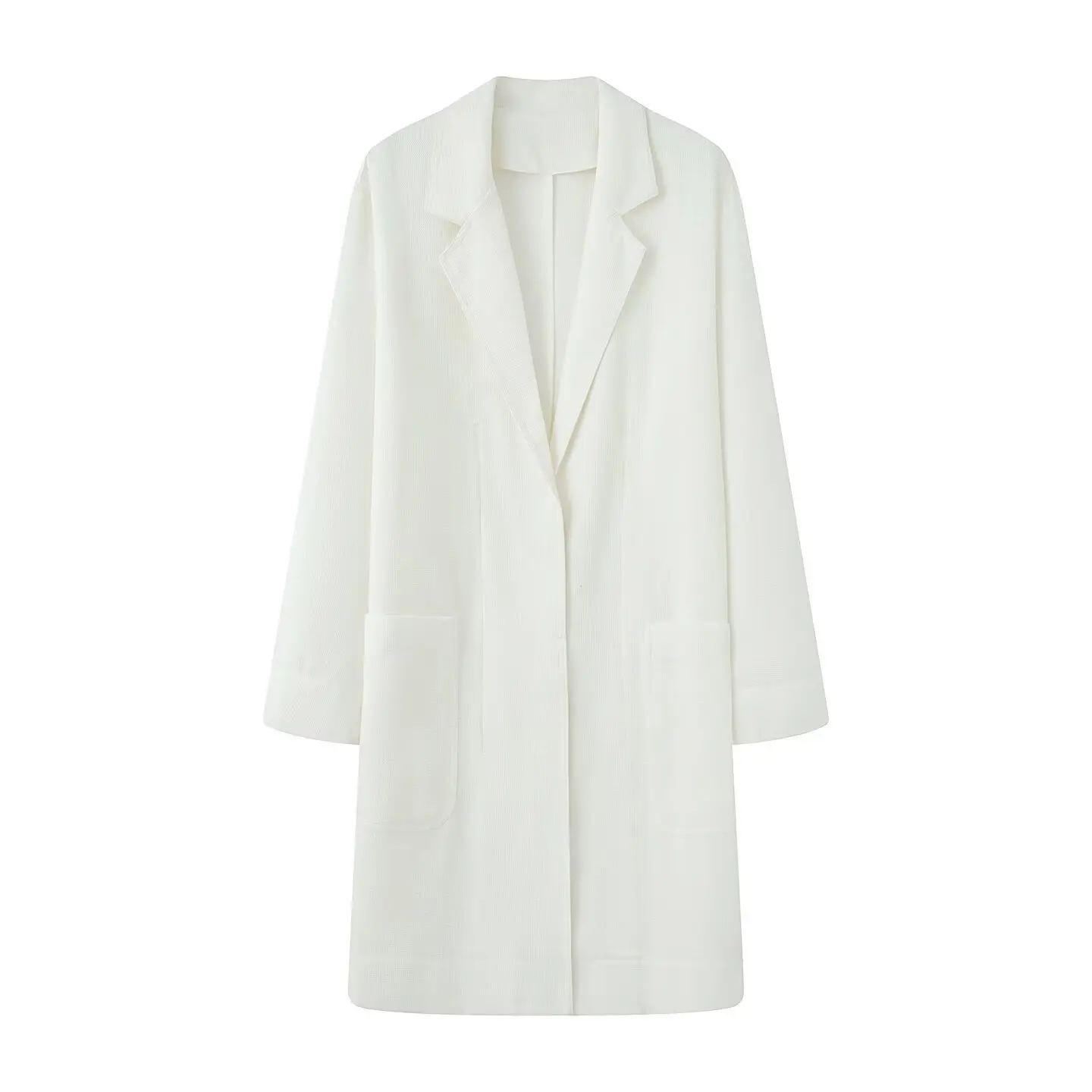Pure White Slim Fit Suit Long Sleeved Lapel Single Breasted Long Coat Fashion Elegant Temperament Spring Autumn Women's Coat
Pure White Slim Fit Suit Long Sleeved Lapel Single Breasted Long Coat Fashion Elegant Temperament Spring Autumn Women's Coat