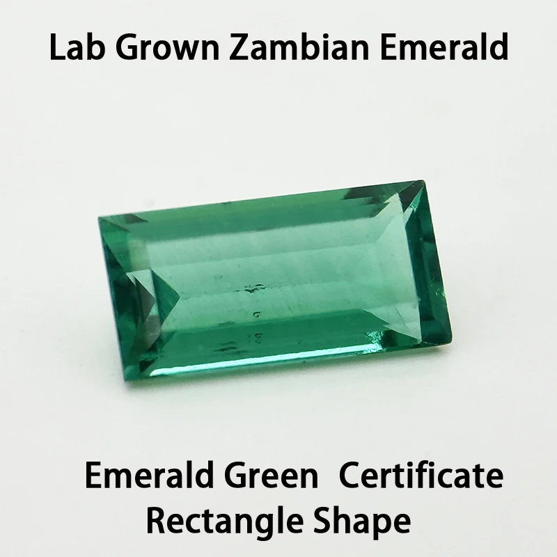 Lab Grown Zambian Emeralds Hydrothermal Hand Cutting Rectangle Shape with Cracks Inclusions Inside Selectable AGL Certificate
Lab Grown Zambian Emeralds Hydrothermal Hand Cutting Rectangle Shape with Cracks Inclusions Inside Selectable AGL Certificate